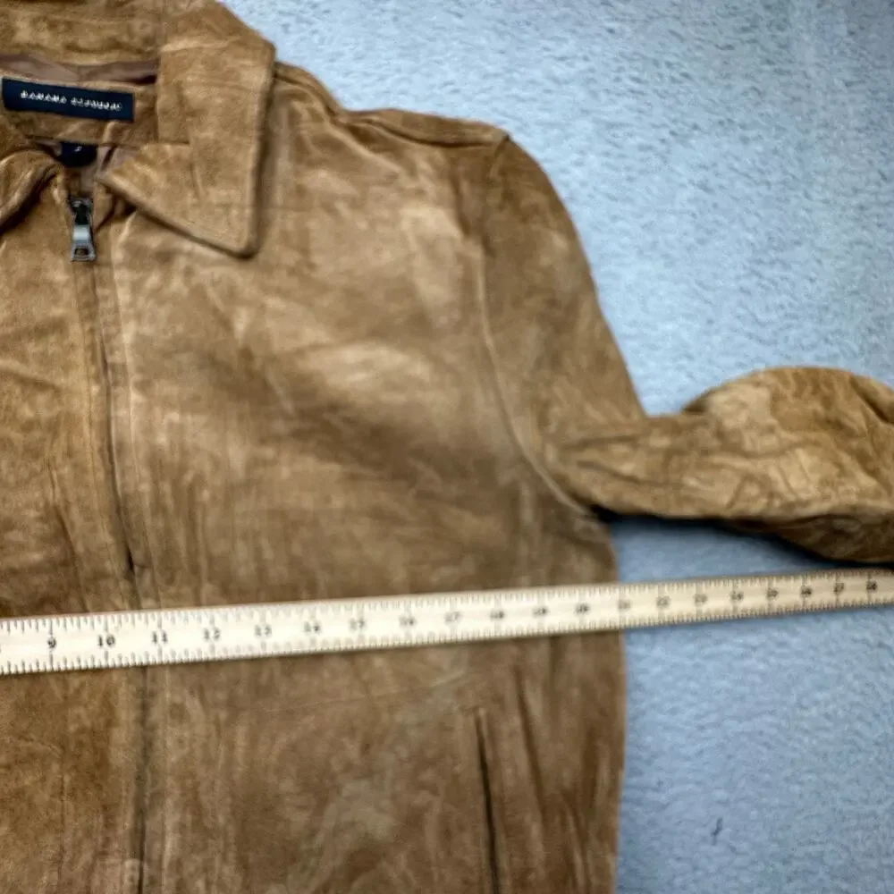 Vintage 2003 Banana Republic Suede Leather Zip Bomber Jacket Mens Small Brown